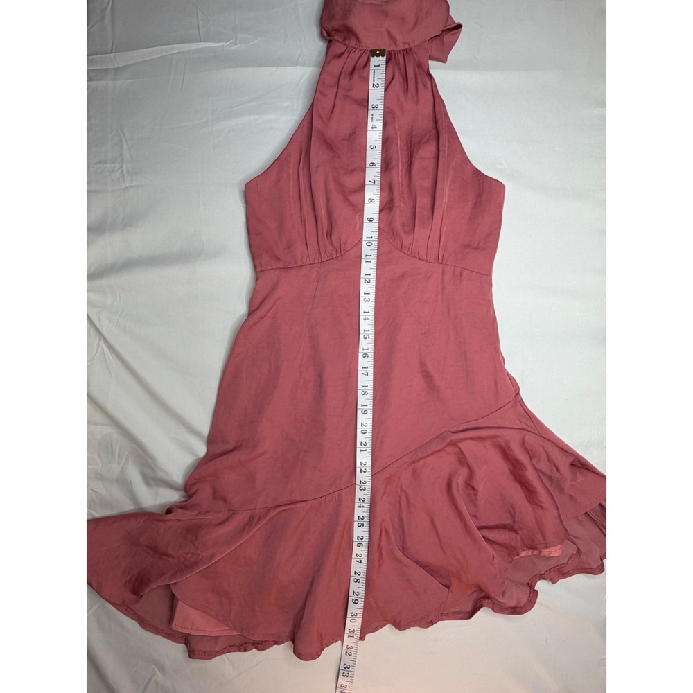 Here Comes The Sun Rose Pink Halter Mini Dress Asymmetrical Ruffle Hem NWT S - Picture 14 of 14